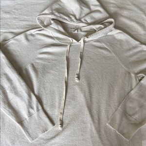 Treasure & Bond Linen Blend Pullover Hoodie Cream Size L